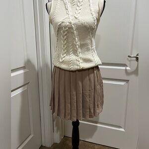 SEE YOU MONDAY PLEATED TAN MINI SKIRT